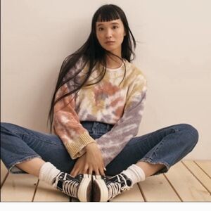 Madewell Pink and Cream Sweater